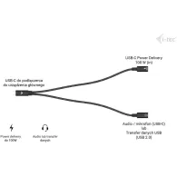 Adapter i-tec USB-C Cable Splitter Audio/Data + Power Delivery 100W C31DUALSPLITTERCBLPD, USB-C 2.0, Czarny | Sklep ITnes.pl, IT for BUSINESS