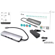 Stacja dokująca i-tec USB-C Metal Nano Docking Station 4K HDMI LAN with Power Delivery 100W C31NANOLANPD100 - Zasilacz 100W