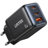 Ładowarka sieciowa Unitek Zeno 65W 3-Port GaN Wall Charger P1130ABK01-EU - 2x USB-C, 1x USB-A, Czarna