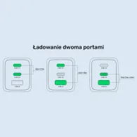 Ładowarka sieciowa Unitek Zeno 65W 3-Port GaN Wall Charger P1130ABK01-EU - 2x USB-C, 1x USB-A, Czarna