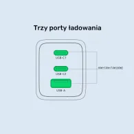 Ładowarka sieciowa Unitek Zeno 65W 3-Port GaN Wall Charger P1130ABK01-EU - 2x USB-C, 1x USB-A, Czarna