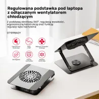 Podstawka chłodząca pod laptopa regulowana 360° Unitek OT1098AGY01 - 8"- 17,3", Aluminium