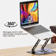 Podstawka chłodząca pod laptopa regulowana 360° Unitek OT1098AGY01 - 8"- 17,3", Aluminium