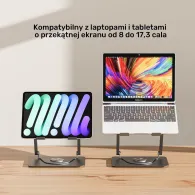 Podstawka chłodząca pod laptopa regulowana 360° Unitek OT1098AGY01 - 8"- 17,3", Aluminium