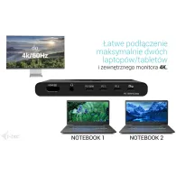 Stacja dokująca i-tec KVM Docking Station HDMI for 2 hosts C31KVMHDMIDOCKPD - PD 2x 100W