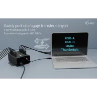 Ładowarka sieciowa i-tec USB-C/USB-A Metal Charging i data HUB CACHRGHUB10C - 15W per port, 10x USB-C, Czarny
