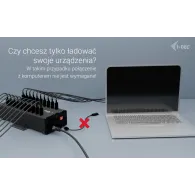 Ładowarka sieciowa  i-tec USB-C/USB-A Metal Charging i data HUB CACHRGHUB20C - 15W per port, 20x USB-C, Czarny
