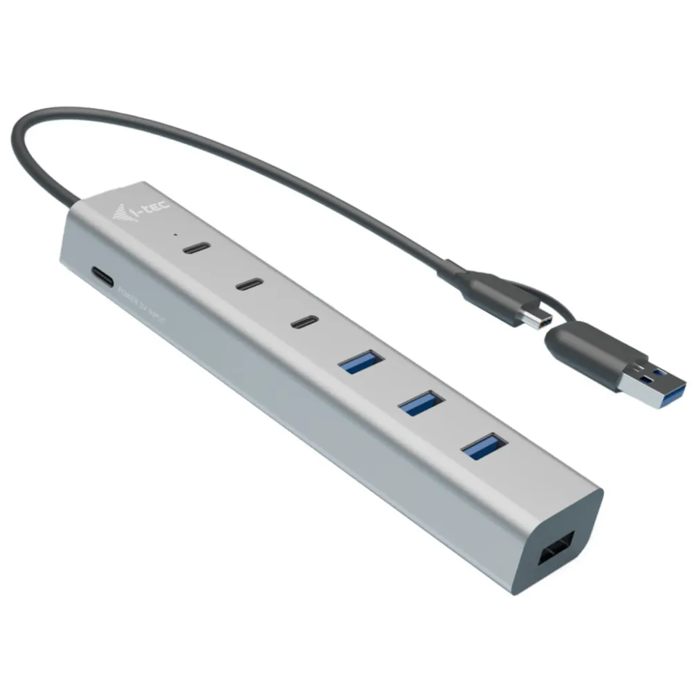 Hub USB i-tec USB-C/USB-A Charging Metal HUB 7 ports CAHUBMETAL7 - 3x USB-C, 4x USB-A