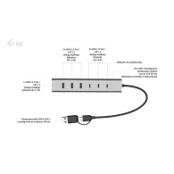 Hub USB i-tec USB-C/USB-A Charging Metal HUB 7 ports CAHUBMETAL7 - 3x USB-C, 4x USB-A