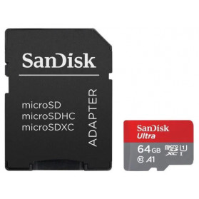 Karta pamięci SanDisk Ultra microSDXC 64GB 140MB/s + adapter SDSQUAB-064G-GN6MA - Szara, Czerwona