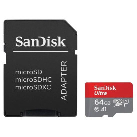 Karta pamięci SanDisk Ultra microSDXC 64GB 140MB/s + adapter SDSQUAB-064G-GN6MA - Szara, Czerwona