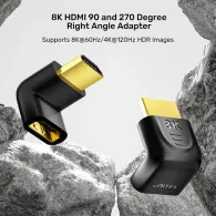 Adapter kątowy Unitek 8K HDMI 90 i 270 stopni A1046ABK03, HDMI 2.1, Czarny | Sklep ITnes.pl, IT for BUSINESS