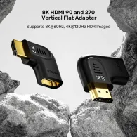 Adapter kątowy płaski Unitek 8K HDMI 90 i 270 stopni A1047ABK03, HDMI 2.1, Czarny | Sklep ITnes.pl, IT for BUSINESS