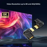 Adapter kątowy płaski Unitek 8K HDMI 90 i 270 stopni A1047ABK03, HDMI 2.1, Czarny | Sklep ITnes.pl, IT for BUSINESS