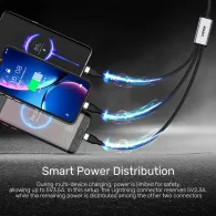 Kabel Unitek 3-in-1 USB-C to Lightning, USB-C, Micro USB Multi Charging Cable C14101AGY01-1.5M - zdjęcie poglądowe 6