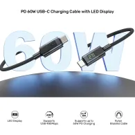 Kabel Unitek USB-C PD 60W 480Mbps z wyświetlaczem C14158ABK01-1M, 1 m, USB 2.0, z oplotem, Czarny | Sklep ITnes.pl, IT for BUSINESS