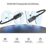 Kabel Unitek USB-C PD 60W 480Mbps z wyświetlaczem C14158ABK-2M, 2 m, USB 2.0, z oplotem, Czarny | Sklep ITnes.pl, IT for BUSINESS