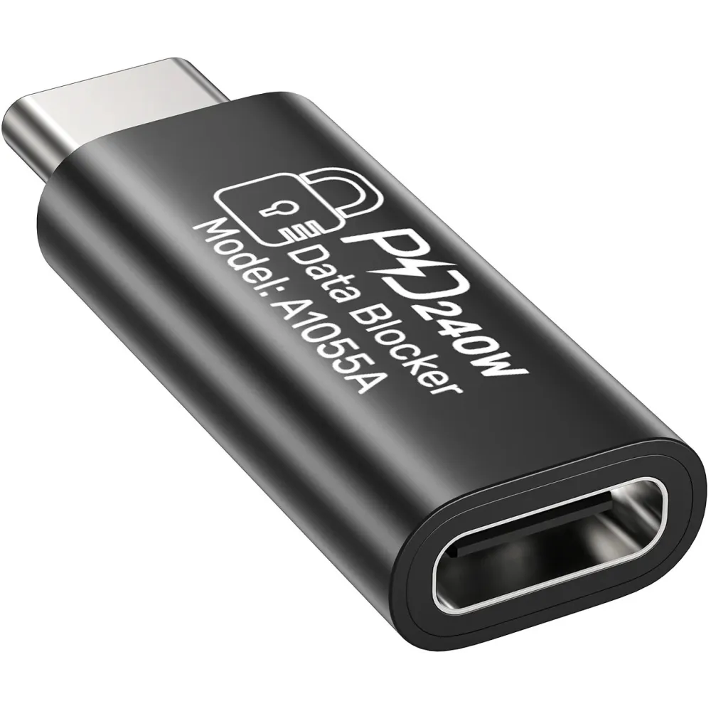 Adapter USB-C Unitek DataShield USB-C Data Blocker Adapter A1055ABK01 - 240W (48V/5A), Czarny
