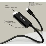 Kabel Unitek USB-C do HDMI 4K@60Hz z portem USB-C V1439ABK01 - 2 m, PD 100W, Czarny