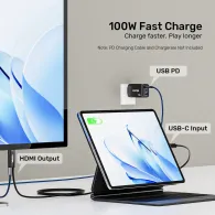 Kabel Unitek USB-C do HDMI 4K@60Hz z portem USB-C V1439ABK01 - 2 m, PD 100W, Czarny