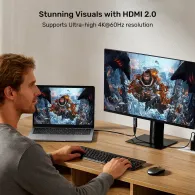 Kabel Unitek USB-C do HDMI 4K@60Hz z portem USB-C V1439ABK01 - 2 m, PD 100W, Czarny