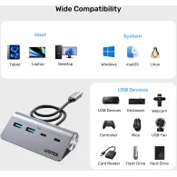 HUB USB Unitek uHUB Q4 4-in-1 USB-C Hub H1337AGY01 - 2x USB-C, 2x USB-A
