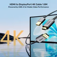 Aktywny kabel Unitek HDMI do DisplayPort V1714AGY01, 1,8 m, 4K 60 Hz, zasilanie USB-A, Czarny | Sklep ITnes.pl, IT for BUSINESS