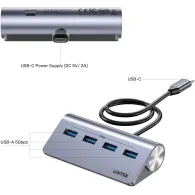 HUB USB Unitek uHUB Q4 4-in-1 USB -C Hub with 4 Ports USB-A H1337BGY01 - 4x USB-A