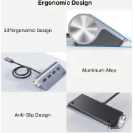 HUB USB Unitek uHUB Q4 4-in-1 USB -C Hub with 4 Ports USB-A H1337BGY01 - 4x USB-A