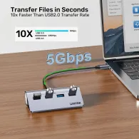 HUB USB Unitek uHUB Q4 4-in-1 USB -C Hub with 4 Ports USB-A H1337BGY01 - 4x USB-A