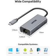 Karta sieciowa USB-C Unitek U1343AGY01 - 1x 100|1000|2500Mbps RJ45, USB-C 3.2 Gen 1, Szara