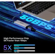 Karta sieciowa USB-C Unitek U1343AGY01 - 1x 100|1000|2500Mbps RJ45, USB-C 3.2 Gen 1, Szara