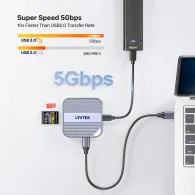 Czytnik kart magnetyczny Unitek 6-in-1 S1244CGY01 - USB-C 3.2 Gen 1, Szary