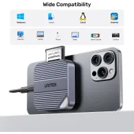 Czytnik kart CF Express typ B magnetyczny Unitek 6-in-1 S1244BGY01 - USB-C 3.2 Gen 2, Szary