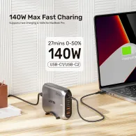 Ładowarka sieciowa Unitek 188W PD3.1 Desktop GaN Charging Station P1234AGY01-EU - 3x USB-C, 2x USB-A