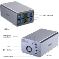 Obudowa Unitek 2 Bay RAID External Hard Drive Enclosure S1308B01-EU - RAID 0, 1, JBOD, na dyski 2,5" i 3,5", USB-B 3.2 Gen 1