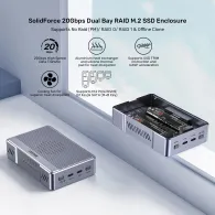 Obudowa na dysk Unitek SolidForce 20Gbps Dual Bay RAID M.2 SSD Enclosure S1247AGY01 - RAID 0, 1, 2x M.2 2280
