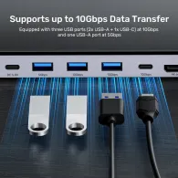 Stacja dokująca KVM z funkcją podstawki Unitek  uHUB15+ USB-C Triple 4K KVM Docking Station D1106AGY01 - Szara