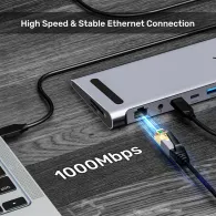 Stacja dokująca KVM z funkcją podstawki Unitek  uHUB15+ USB-C Triple 4K KVM Docking Station D1106AGY01 - Szara