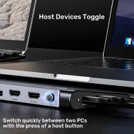 Stacja dokująca KVM z funkcją podstawki Unitek  uHUB15+ USB-C Triple 4K KVM Docking Station D1106AGY01 - Szara