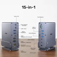 Stacja dokująca Unitek Universal DisplayLink Triple 4K Docking Station D1135AGY01 - Szara