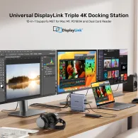 Stacja dokująca Unitek Universal DisplayLink Triple 4K Docking Station D1135AGY01 - Szara