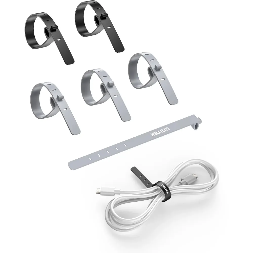 Zestaw silikonowych opasek kablowych Unitek FlexiTie Cable Organizer OT1095A03 - Czarne, Szare