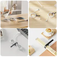 Zestaw silikonowych opasek kablowych Unitek FlexiTie Cable Organizer OT1095A03 - Czarne, Szare