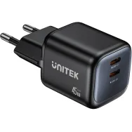 Ładowarka sieciowa Unitek Zeno 45W GaN Wall Charger P1129ABK01-EU - 2x USB-C, Czarna