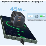 Ładowarka sieciowa Unitek Zeno 45W GaN Wall Charger P1129ABK01-EU - 2x USB-C, Czarna