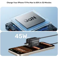 Ładowarka sieciowa Unitek Zeno 45W GaN Wall Charger P1129ABK01-EU - 2x USB-C, Czarna