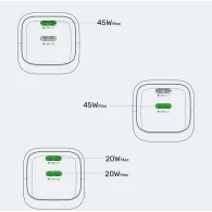 Ładowarka sieciowa Unitek Zeno 45W GaN Wall Charger P1129ABK01-EU - 2x USB-C, Czarna
