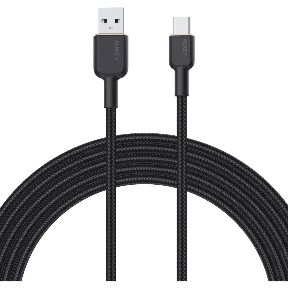 Kabel AUKEY USB-C do USB-A CB-NAC1 - Power Delivery 60W 3A, USB 2.0, 1m, Czarny