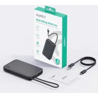Powerbank AUKEY Spark Sling 10000 mAh PB-Y53P - przewód USB-C, 1x USB-C, 1x USB-A, 22,5W, Szary